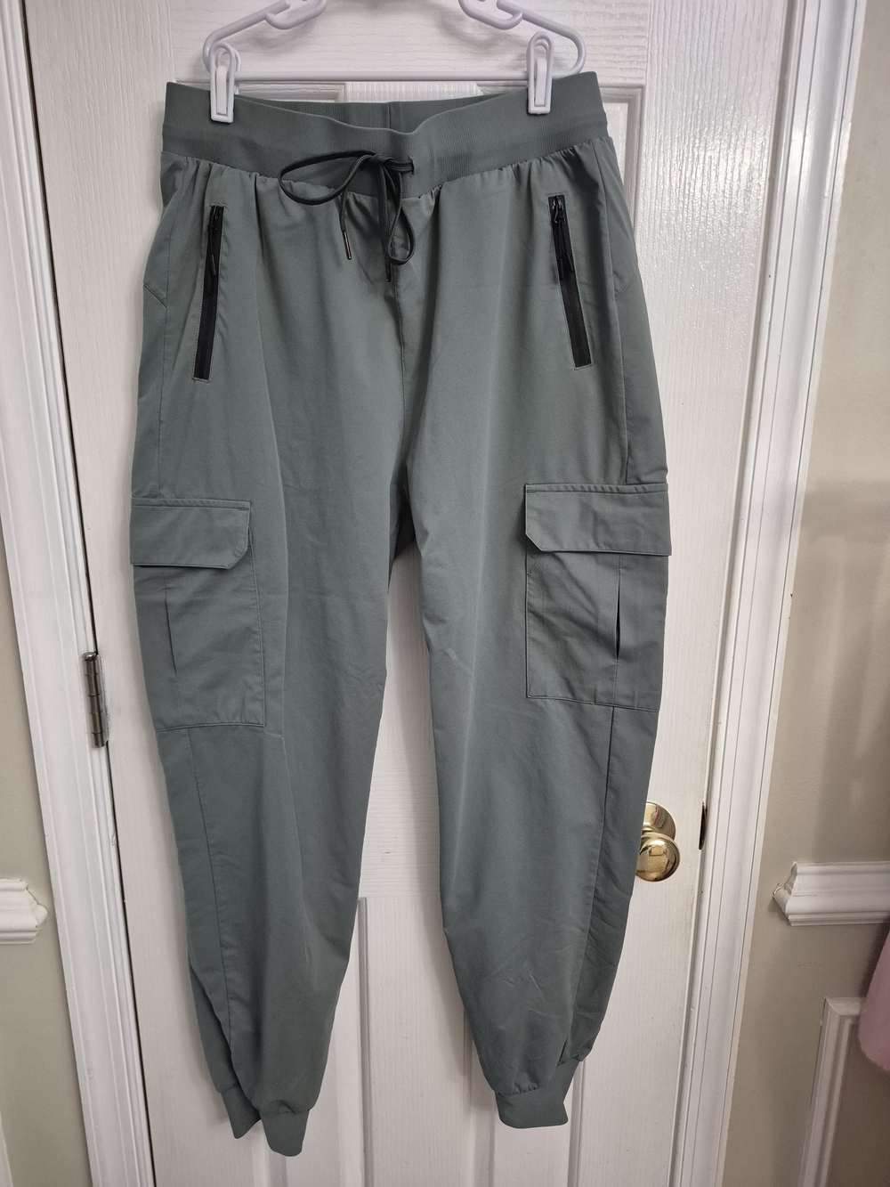 Women's Sage Green Cargo Joggers with Drawstring Waist